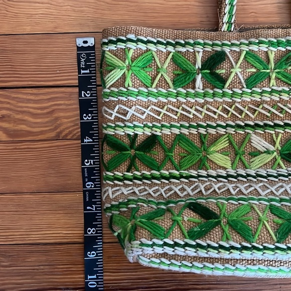 Unique Vintage Hand Stitched Green and Brown Handbag - Picture 10 of 10